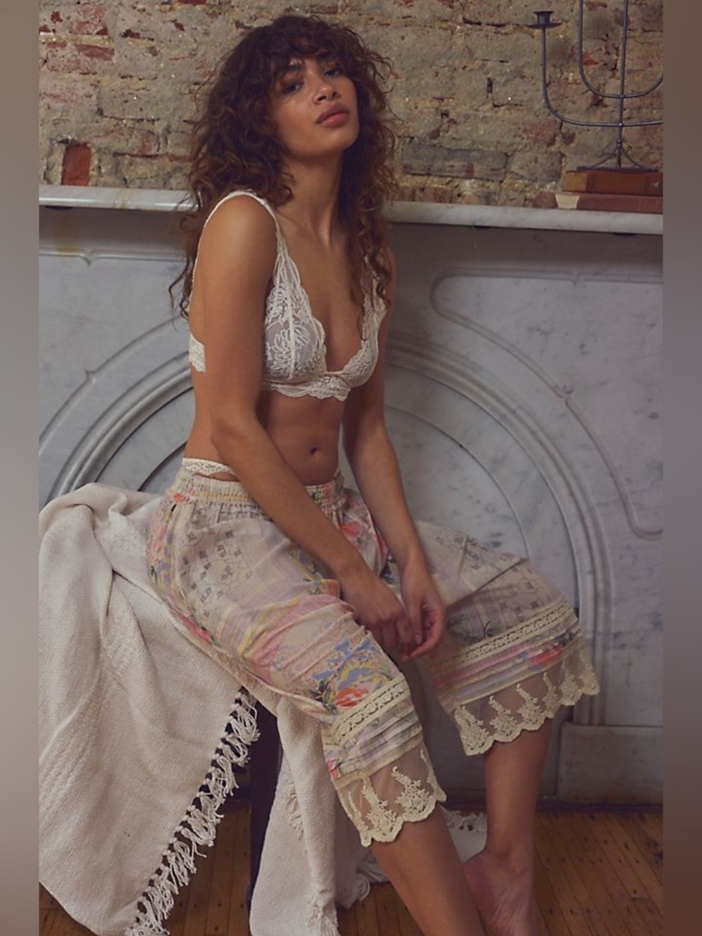 New! Free People Endless Afternoon Bloomers Sheer Floral Lace-Trim Capris 🌷 M - Picture 2 of 4